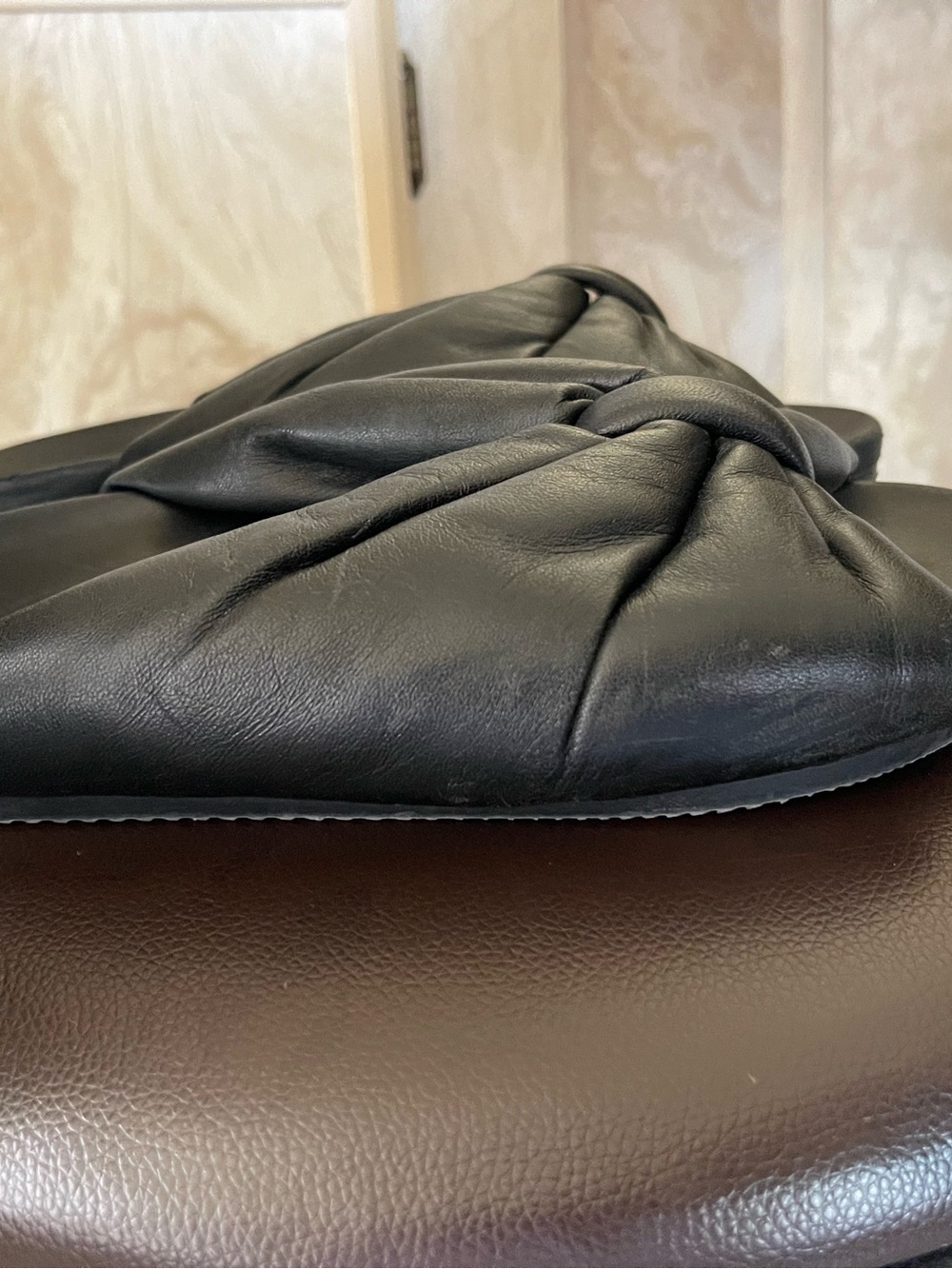 Balenciaga Black Leather Drapy Flat Slide Size 37 excellent condition - Picture 8 of 15
